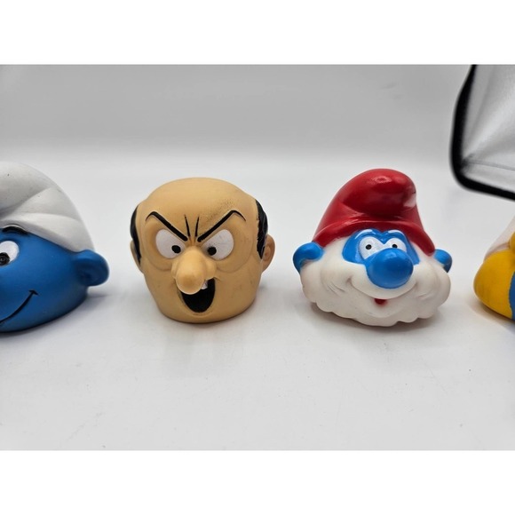 Smurfs Vintage 1983 Peyo Plastic Heads Collectible Toy Lot of 5 Finger Puppets - Picture 3 of 11